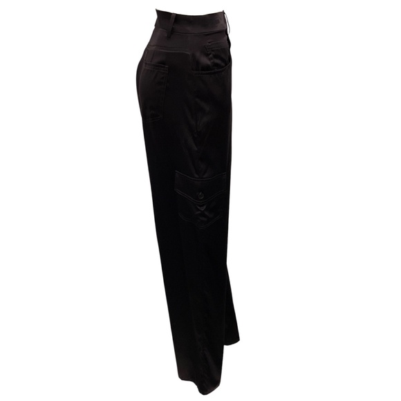 SABLYN DARK BROWN SILK CARGO PANTS - Picture 2 of 5